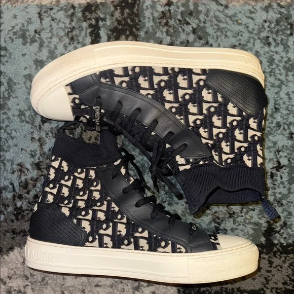 Dior High-Top Sneakers in Navy and White - Picture 6 of 6